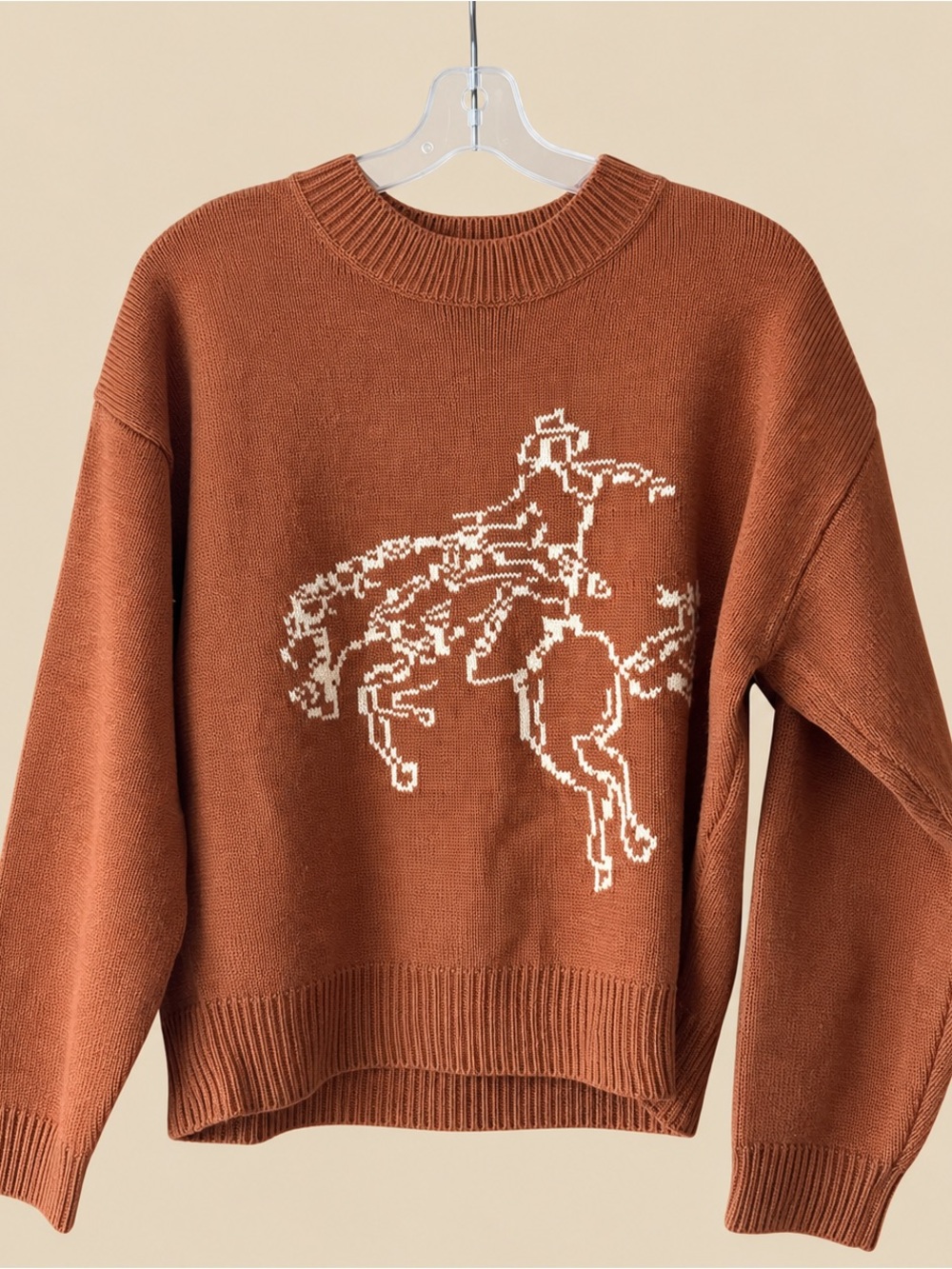 Western Rodeo Wrangler Knit Crew Neck Sweater L